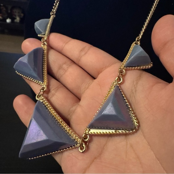 ✨2 for $30✨ Signed DaVinci Vintage Geometric Lavender Gold Tone Bib Necklace - Picture 10 of 14